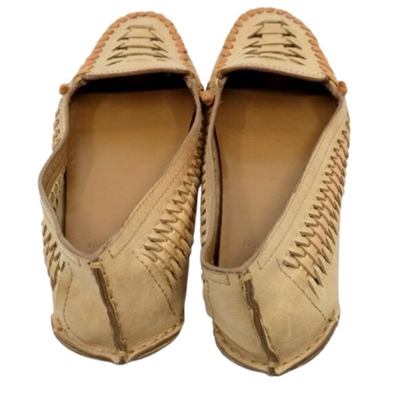 TORY BURCH~Woven Nadia~Driver Moccasin Tan Leather Loafer Womens Shoes Size 7 - Picture 2 of 6